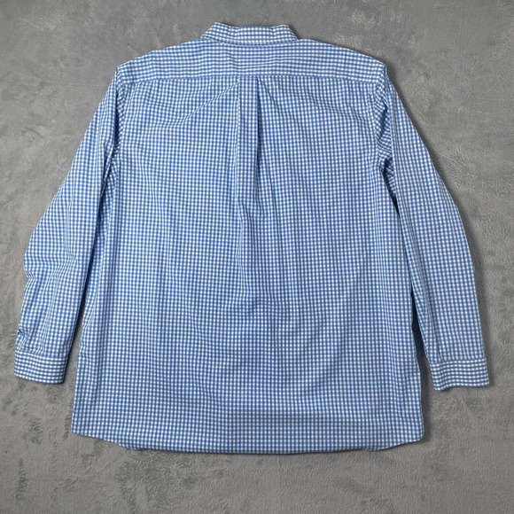 LL Bean Button Down Shirt Mens XXL‎ Tall Traditional Fit Blue Gingham Plaid Prep - Picture 2 of 7
